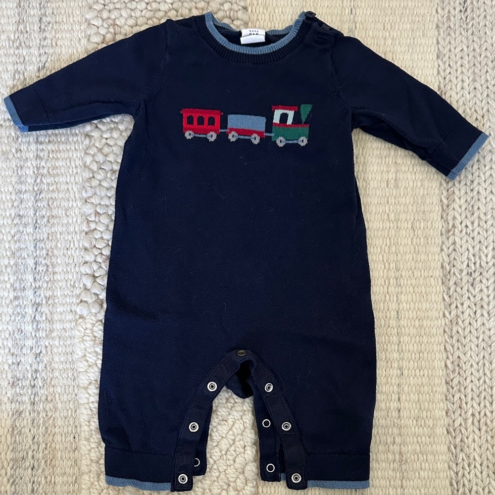 BABY GAP navy Knit Train One-Piece for Kids
